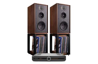 Roksan Attessa Streaming Amplifier with Wharfedale Linton Heritage Standmount Speakers and Matching Stands