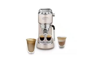 De'Longhi EC885.BG Dedica Arte Manual Espresso Coffee Machine with Milk Frother - Beige Gold