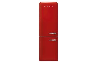 Smeg FAB32LRD5UK 60cm 50s Style Left Hand Hinge Freezer over Fridge - Red